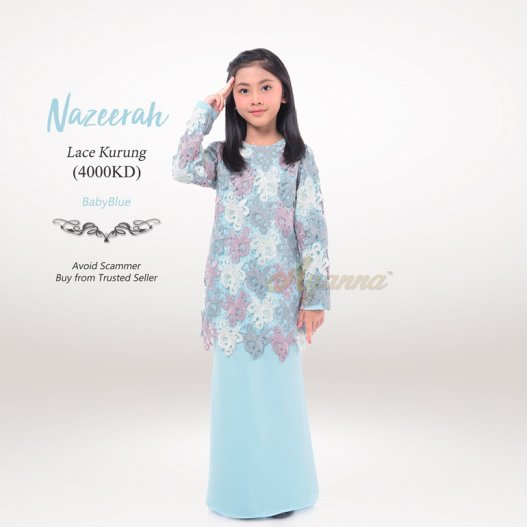 Nazeerah Lace Kurung 4000KD (BabyBlue) 