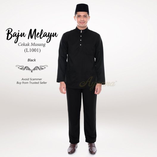 Baju Melayu Cekak Musang L1001 (Black) 