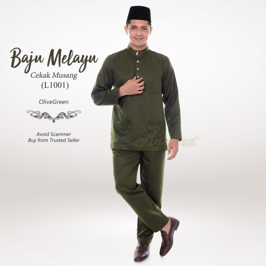 Baju Melayu Cekak Musang L1001 (OliveGreen) 