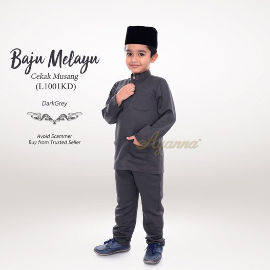 Baju Melayu Cekak Musang L1001KD (DarkGrey) 