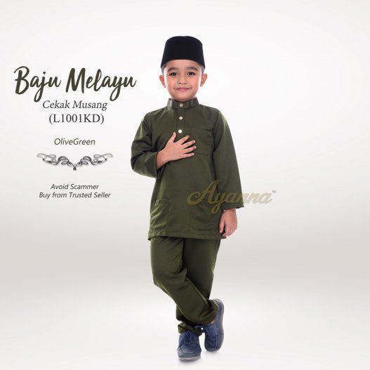 Baju Melayu Cekak Musang L1001KD (OliveGreen) 