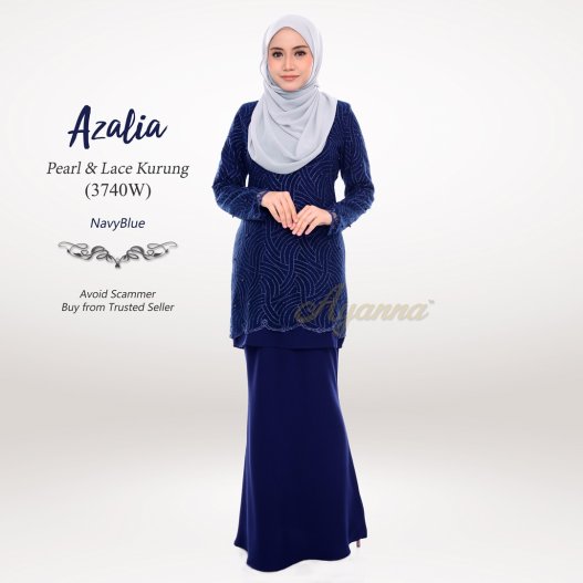 Azalia Pearl & Lace Kurung 3740W (NavyBlue)