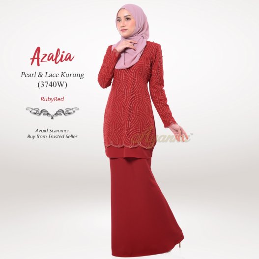 Azalia Pearl & Lace Kurung 3740W (RubyRed)