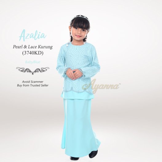 Azalia Pearl & Lace Kurung 3740KD (BabyBlue) 