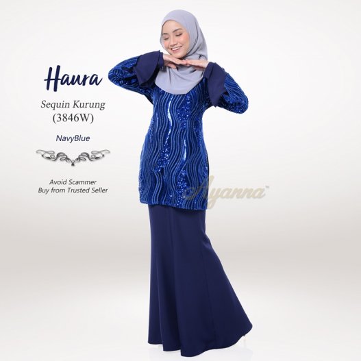 Haura Sequin Kurung 3846W NavyBlue