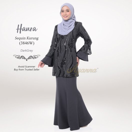 Haura Sequin Kurung 3846W (DarkGrey) 