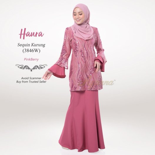 Haura Sequin Kurung 3846W (PinkBerry) 