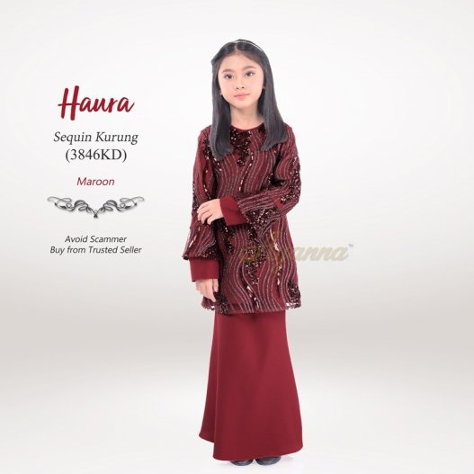 Haura Sequin Kurung 3846KD (Maroon) 