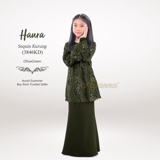 Haura Sequin Kurung 3846KD (OliveGreen) 