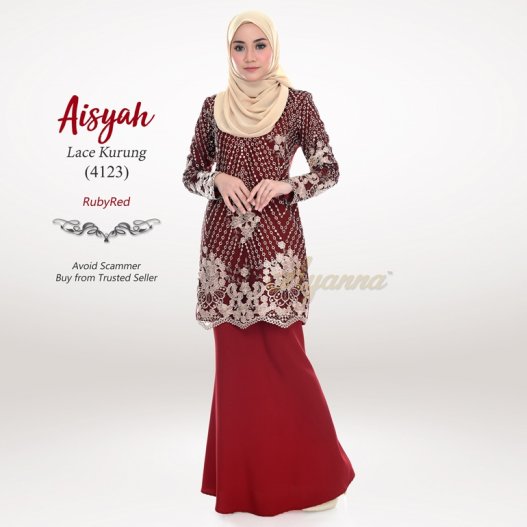 Aisyah Lace Kurung 4123 (RubyRed) 