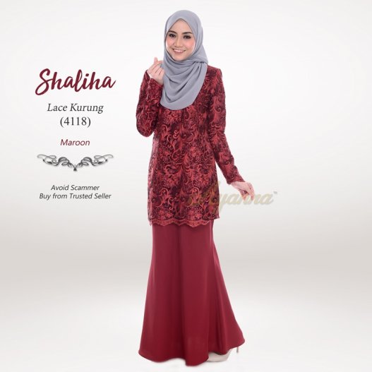 Shaliha Lace Kurung 4118 (Maroon) 