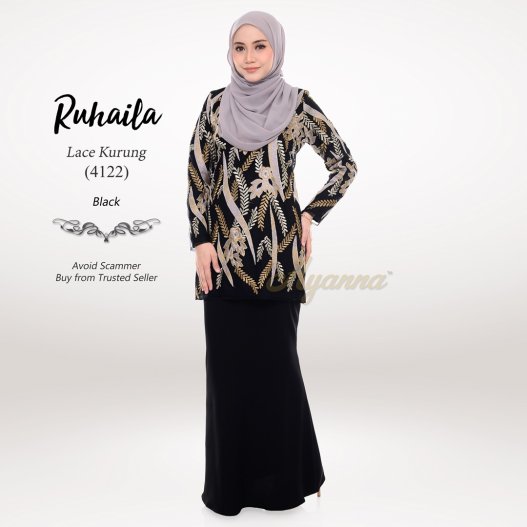 Ruhaila Lace Kurung 4122 (Black)