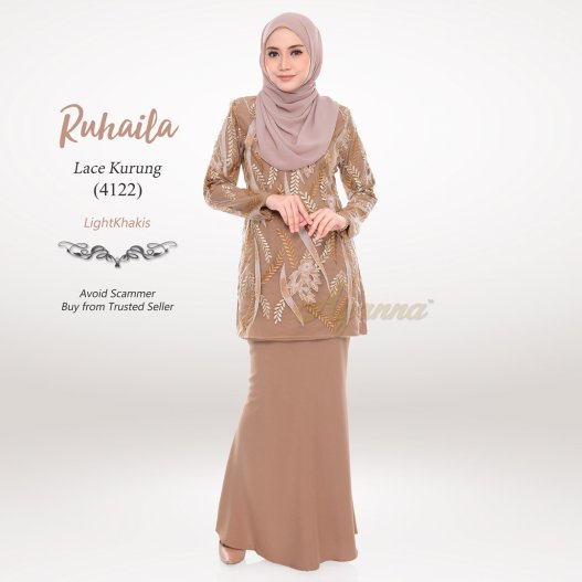 Ruhaila Lace Kurung 4122 (LightKhakis)