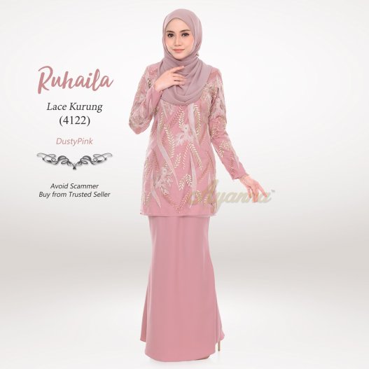 Ruhaila Lace Kurung 4122 (DustyPink)