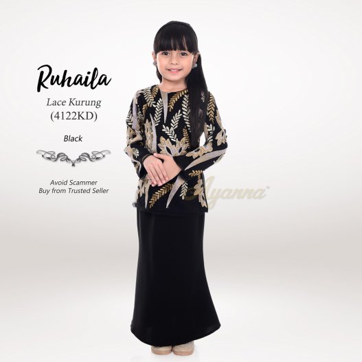 Ruhaila Lace Kurung 4122KD (Black) 