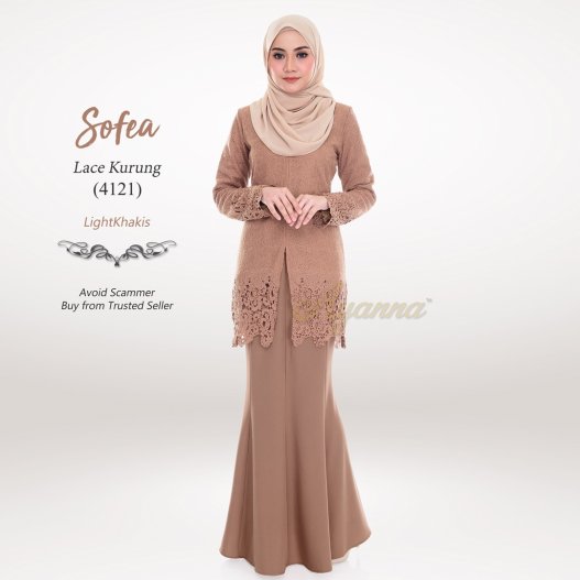 Sofea Lace Kurung 4121 (LightKhakis) 