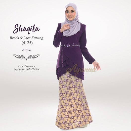 Shaqila Beads & Lace Kurung 4125 (Purple) 