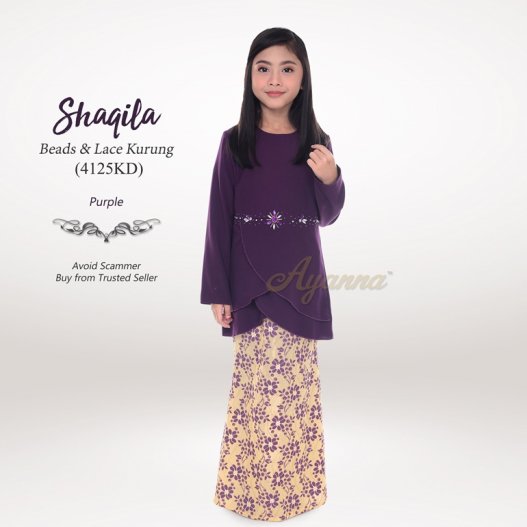 Shaqila Beads & Lace Kurung 4125KD (Purple) 