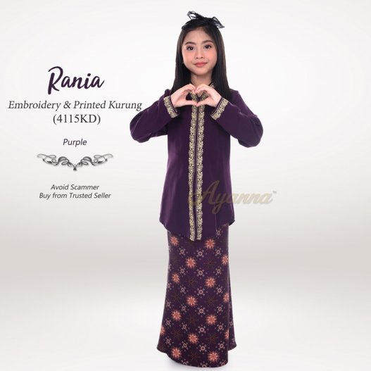 Rania Embroidery & Printed Kurung 4115KD (Purple) 