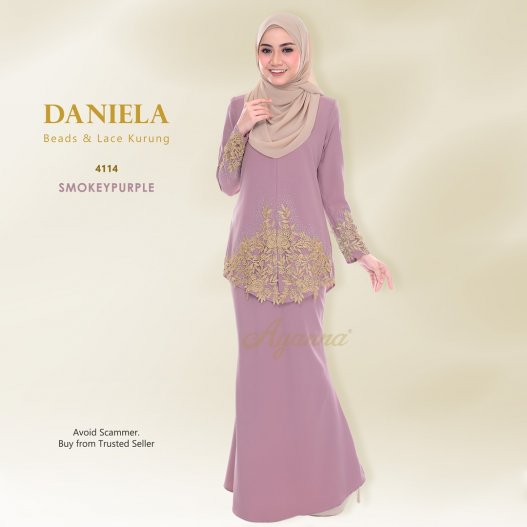 Daniela Beads & Lace Kurung 4114 (SmokeyPurple)