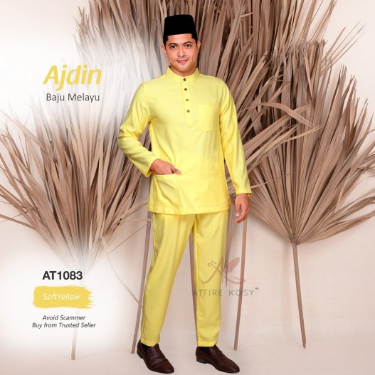 Ajdin Baju Melayu Cekak Musang AT1083 (SoftYellow) 