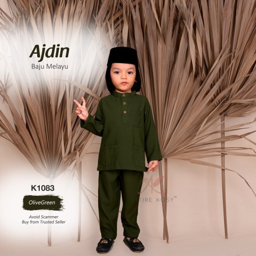 Ajdin Baju Melayu Cekak Musang K1083 (OliveGreen) 