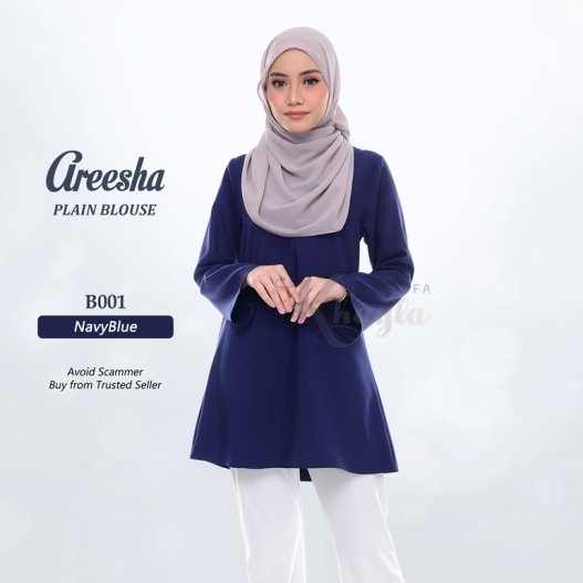 Areesha Plain Blouse B001 (NavyBlue) 