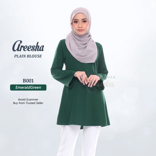 Areesha Plain Blouse B001 (EmeraldGreen) 