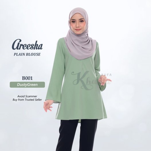 Areesha Plain Blouse B001 (DustyGreen) 