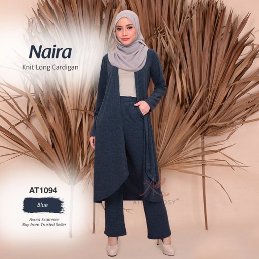 Naira Knit Long Cardigan AT1094 (Blue) 