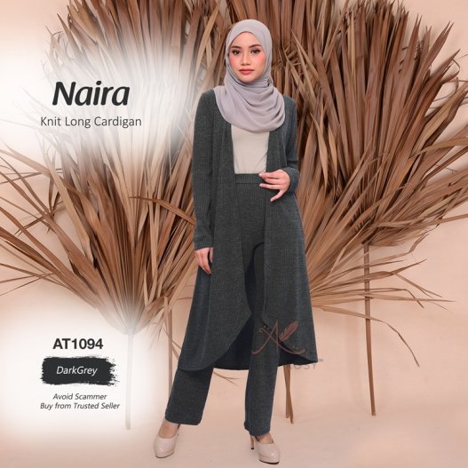 Naira Knit Long Cardigan AT1094 (DarkGrey) 