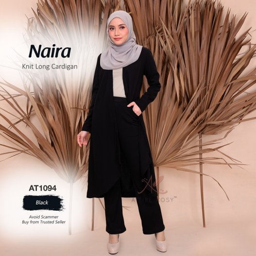 Naira Knit Long Cardigan AT1094 (Black) 