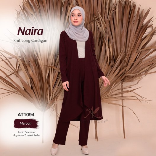 Naira Knit Long Cardigan AT1094 (Maroon) 