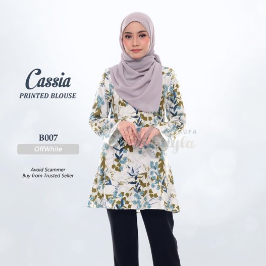 Cassia Printed Blouse B007 (OffWhite) 