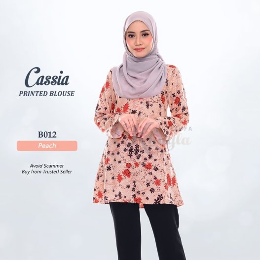 Cassia Printed Blouse B012 (Peach)