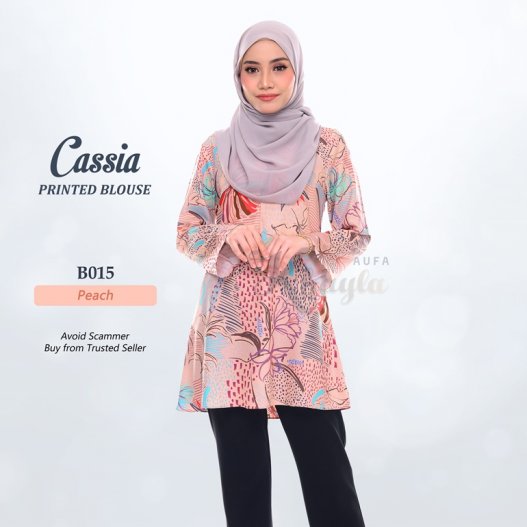 Cassia Printed Blouse B015 (Peach) 