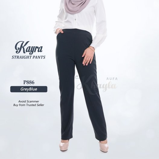 Kayra Straight Pants P886 (GreyBlue)