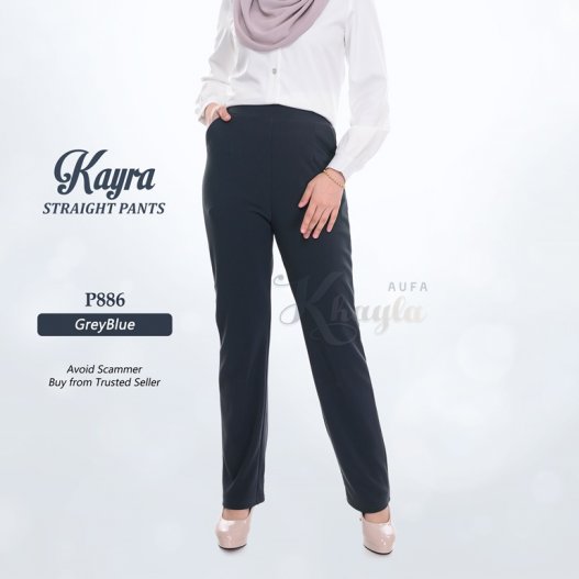 Kayra Straight Pants P886 (GreyBlue) 