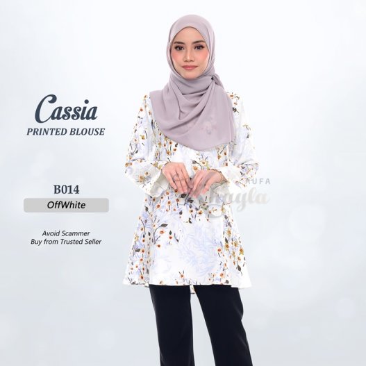 Cassia Printed Blouse B014 (OffWhite) 