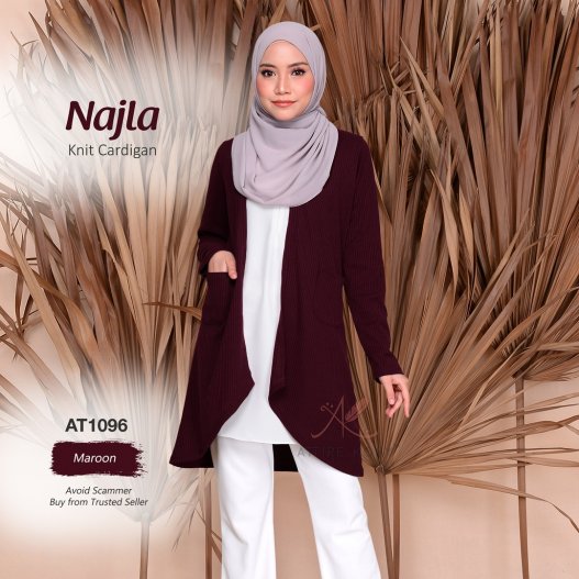 Najla Knit Cardigan AT1096 (Maroon) 