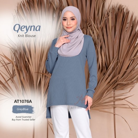 Qeyna Knit Blouse AT1076A (GreyBlue) 