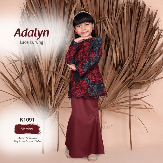 Adalyn Lace Kurung K1091 (Maroon) 