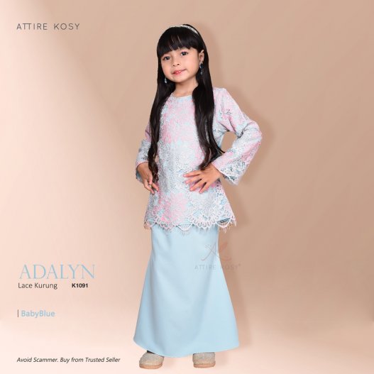 Adalyn Lace Kurung K1091 (BabyBlue) 