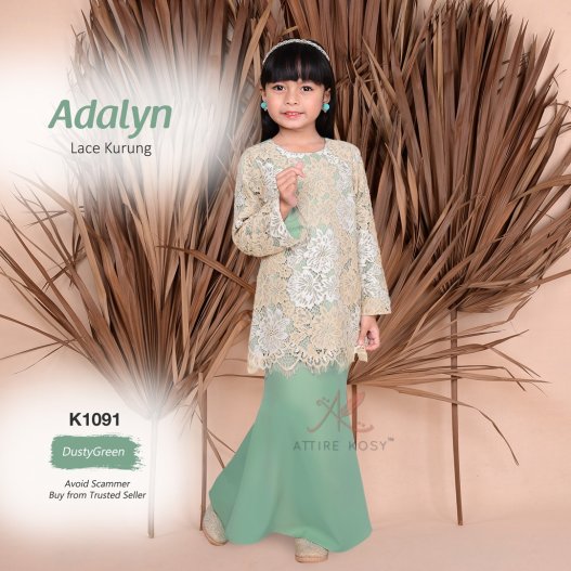 Adalyn Lace Kurung K1091 (DustyGreen) 