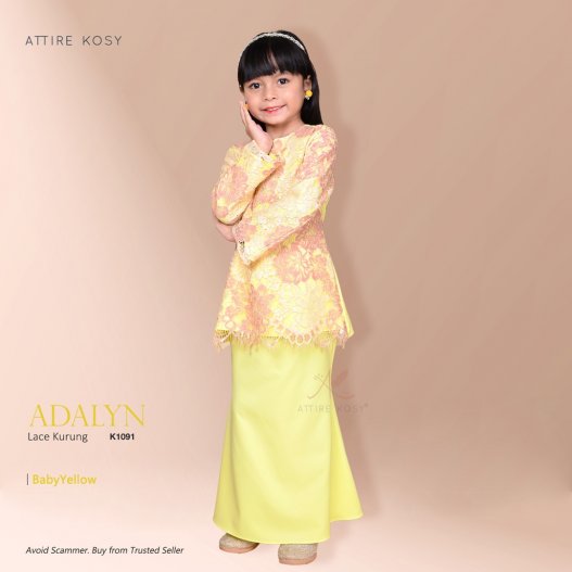 Adalyn Lace Kurung K1091 (BabyYellow) 