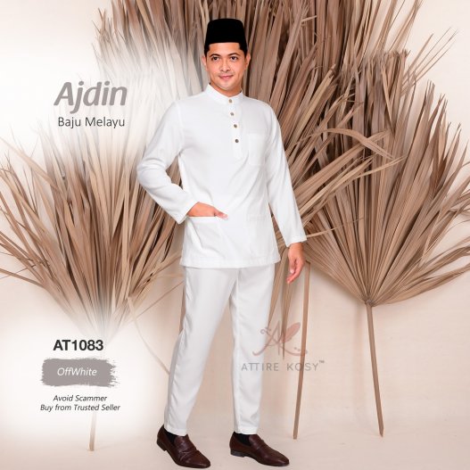 Ajdin Baju Melayu Cekak Musang AT1083 (OffWhite) 