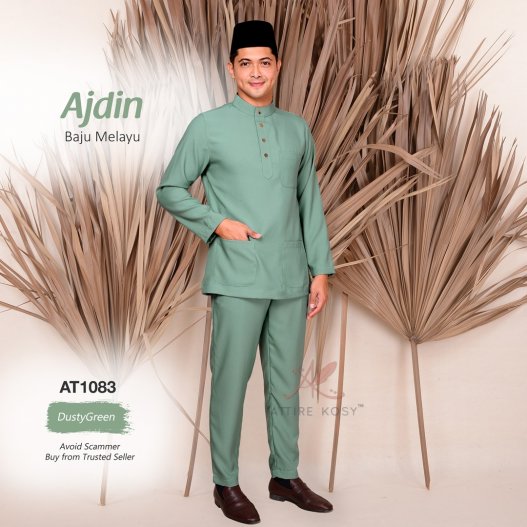 Ajdin Baju Melayu Cekak Musang AT1083 (DustyGreen) 