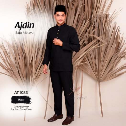 Ajdin Baju Melayu Cekak Musang AT1083 (Black) 