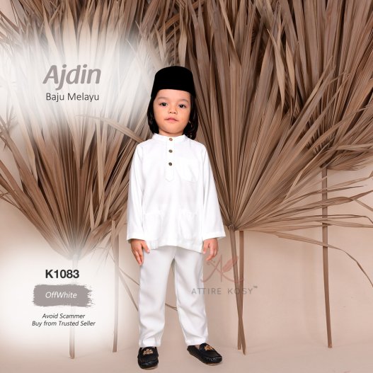 Ajdin Baju Melayu Cekak Musang K1083 (OffWhite) 