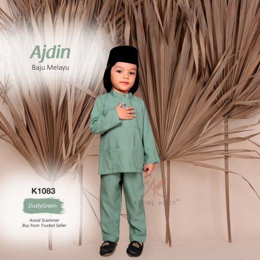 Ajdin Baju Melayu Cekak Musang K1083 (DustyGreen) 